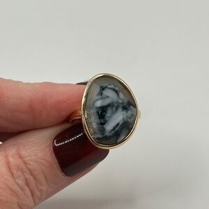 1/$13 2/$15: Gold and Silver Black Marbled Stone Ring